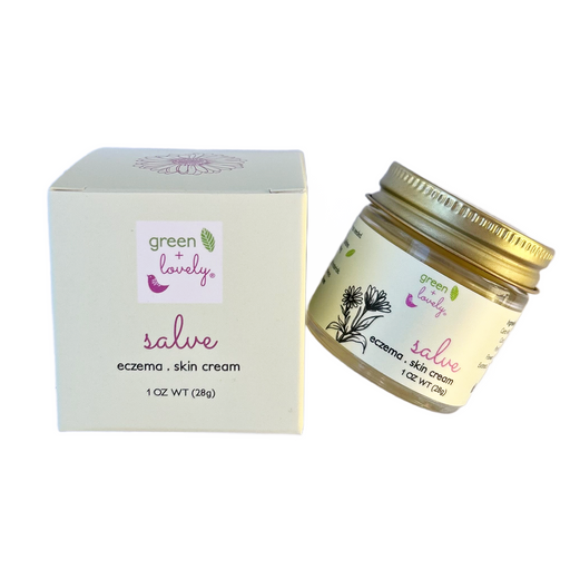 Green + Lovely Salve with added Comfrey, Healing, Organic Skin Cream {glass} Nature's Herbal Calendula Salve. Healing Ointment. Light Gray Unscented, Certified Organic
