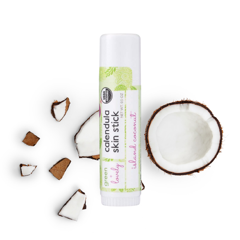 Green + Lovely Island Coconut Skin Stick - Organic Moisture Stick - Travel Size Beige