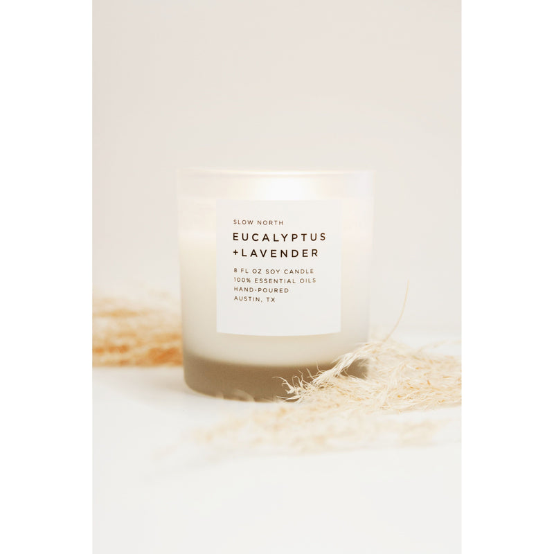 Slow North Eucalyptus + Lavender - Signature Soy Candle Frosted Candles Antique White