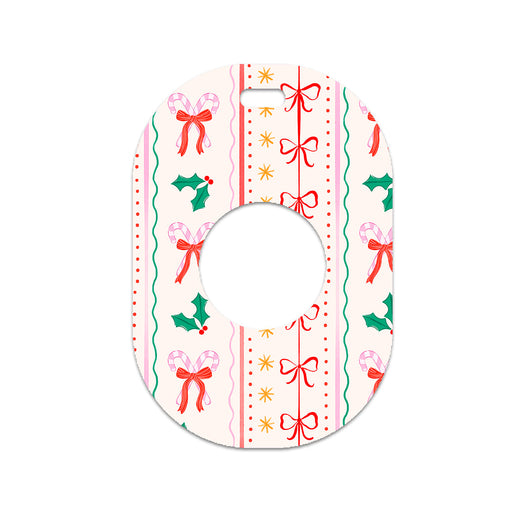 Peelz Holly Jolly Ribbon Eversense 365 Smart Transmitter Sticker - Pump Peelz Peelz/Stickers White Smoke