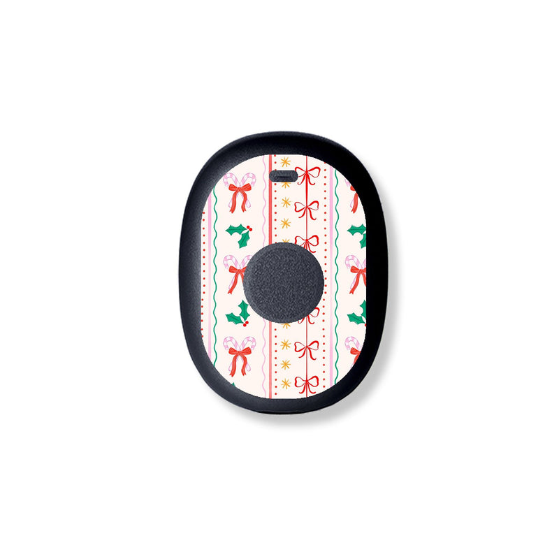 Peelz Holly Jolly Ribbon Eversense 365 Smart Transmitter Sticker - Pump Peelz Peelz/Stickers White Smoke