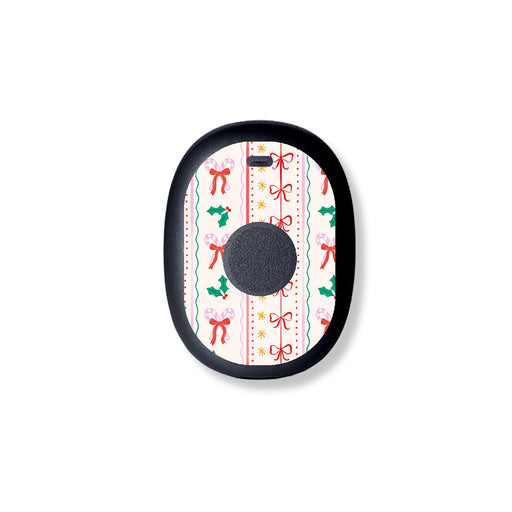 Peelz Holly Jolly Ribbon Eversense 365 Smart Transmitter Sticker - Pump Peelz Peelz/Stickers White Smoke
