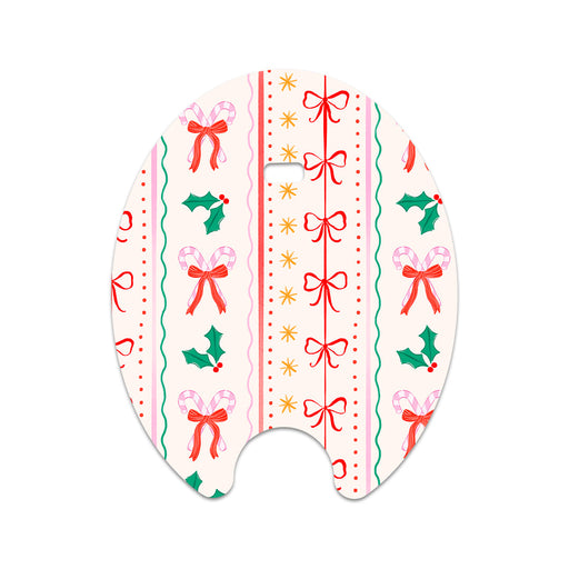 Peelz Holly Jolly Ribbon Eversense Smart Transmitter Sticker - Pump Peelz Peelz/Stickers White Smoke