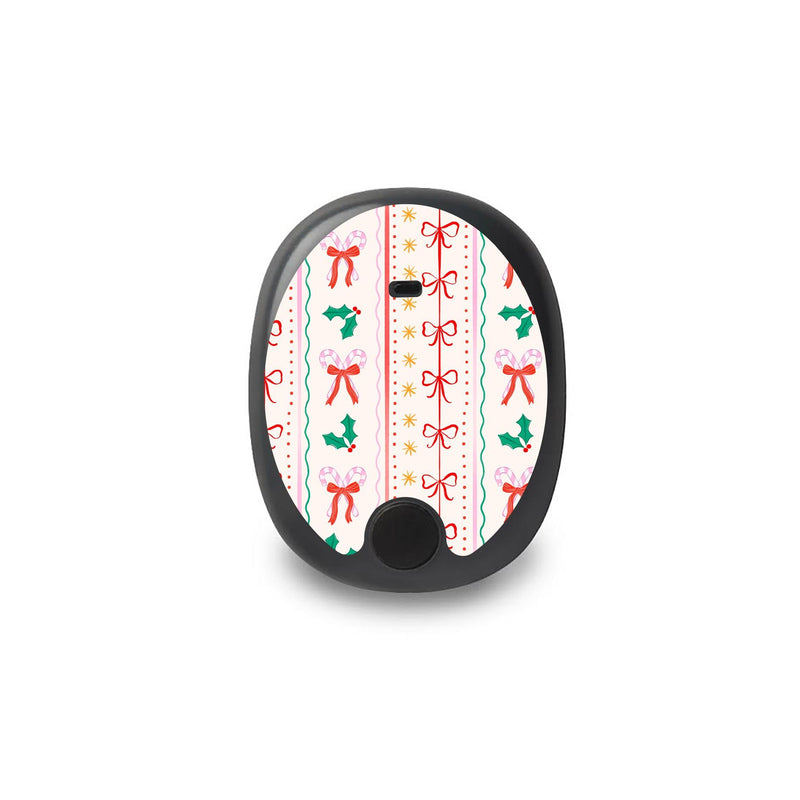 Peelz Holly Jolly Ribbon Eversense Smart Transmitter Sticker - Pump Peelz Peelz/Stickers White Smoke