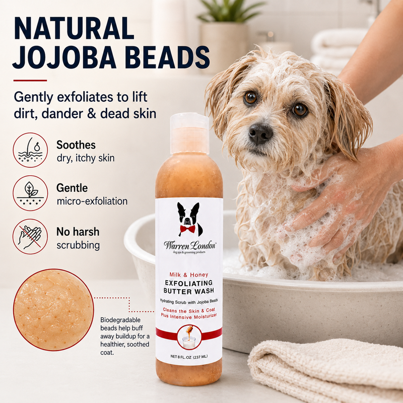 Warren London Exfoliating Butter Wash Dog Shampoo Gallons - With Natural Jojoba Beads Spa Product Light Gray Pomegranate & Fig,Milk & Honey