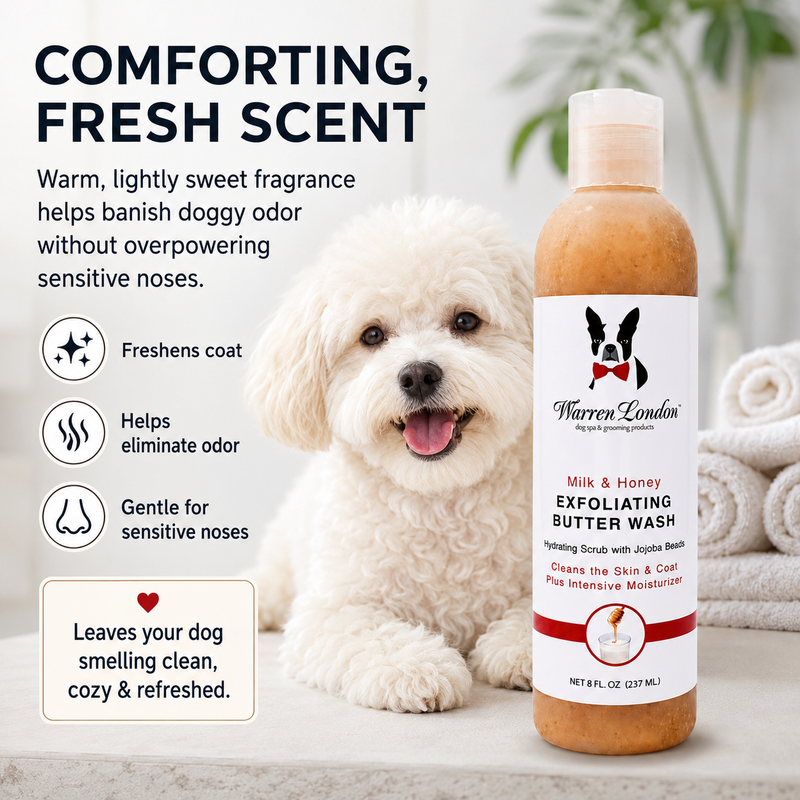 Warren London Exfoliating Butter Wash Dog Shampoo Gallons - With Natural Jojoba Beads Spa Product Lavender Pomegranate & Fig,Milk & Honey