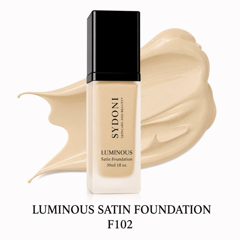 Sydoni Skincare and Beauty SYDONI LUMINOUS SATIN FOUNDATION – Radiant Skin, Smooth Perfection 30ml 1 fl. oz (16 Shades) Foundation White Smoke F102-Golden Ivory