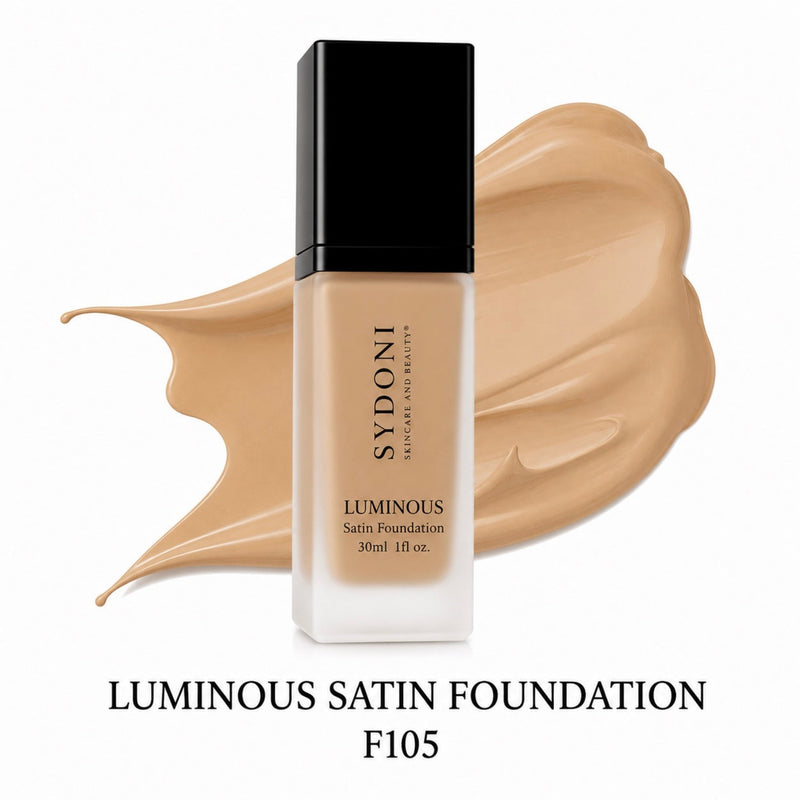 Sydoni Skincare and Beauty SYDONI LUMINOUS SATIN FOUNDATION – Radiant Skin, Smooth Perfection 30ml 1 fl. oz (16 Shades) Foundation White Smoke F105-Soft Beige