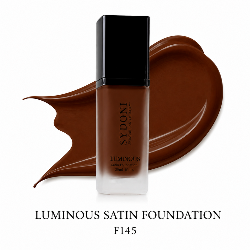 Sydoni Skincare and Beauty SYDONI LUMINOUS SATIN FOUNDATION – Radiant Skin, Smooth Perfection 30ml 1 fl. oz (16 Shades) Foundation White Smoke F145-Ebony Silk