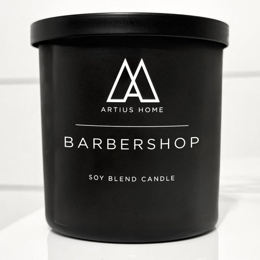 Artius Man Barbershop Wood Wick Candle – Bay Rum, Powder, and Classic Barbershop (10 oz) candle Black