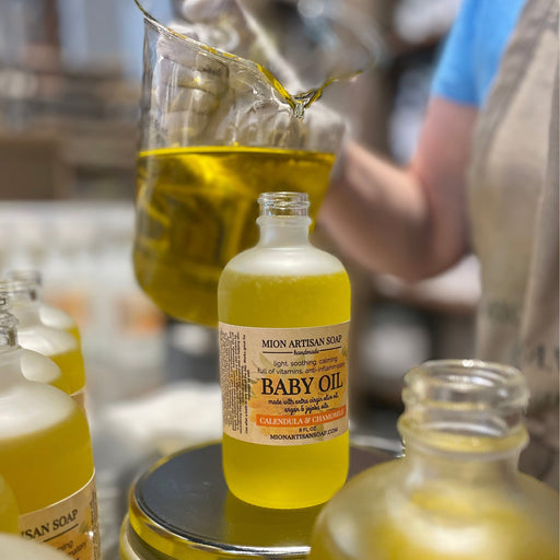 MION Artisan Soap Co. Calendula and Chamomile Baby Oil | Unscented| Light and Nourishing Dim Gray