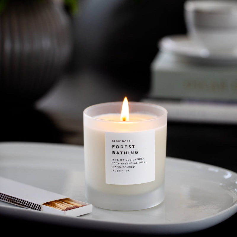 Slow North Forest Bathing - Signature Candle (Fir + Pine + Patchouli) Frosted Candles Black
