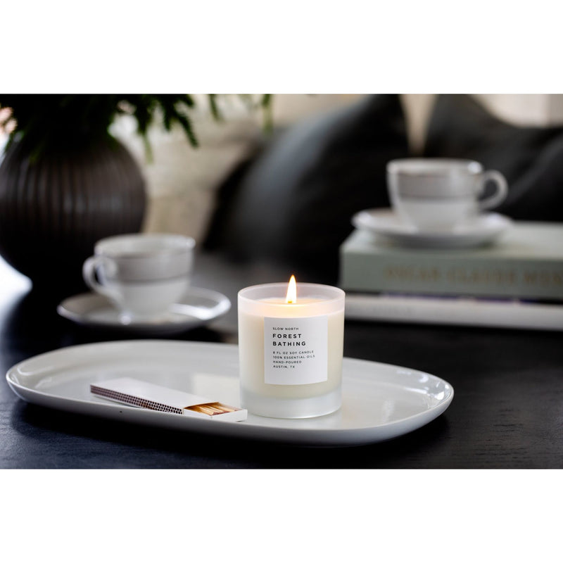 Slow North Forest Bathing - Signature Candle (Fir + Pine + Patchouli) Frosted Candles Black