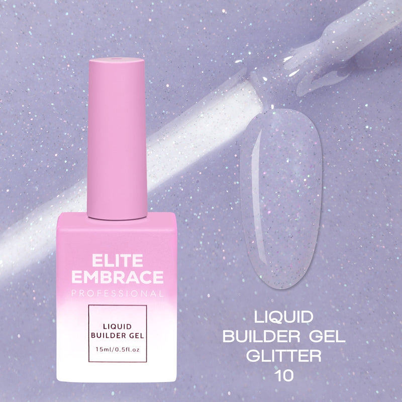 nbmsupply ELITE EMBRACE Professional Liquid Builder Gel Glitter 10 15ml ELBGG1015 Dark Gray
