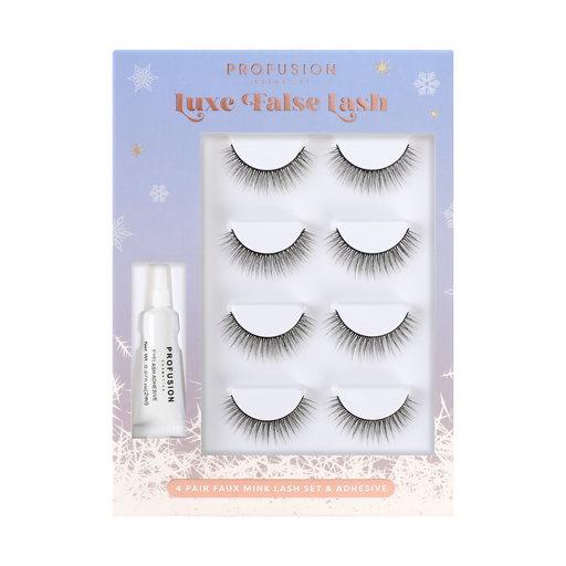Profusion Cosmetics Frosted Snow Sparkle | 4 Pair Luxe False Lash Set Eye Light Gray