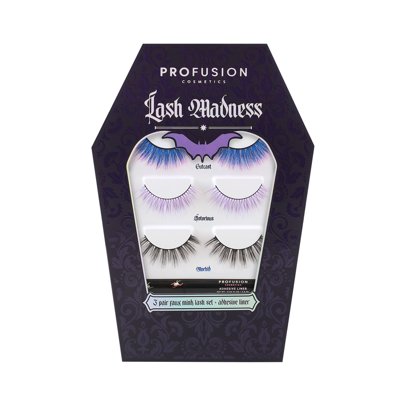 Profusion Cosmetics Lash Madness-3 Pair Faux Mink Lash Set Adhesive Eye Light Gray