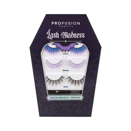 Profusion Cosmetics Lash Madness-3 Pair Faux Mink Lash Set Adhesive Eye Light Gray