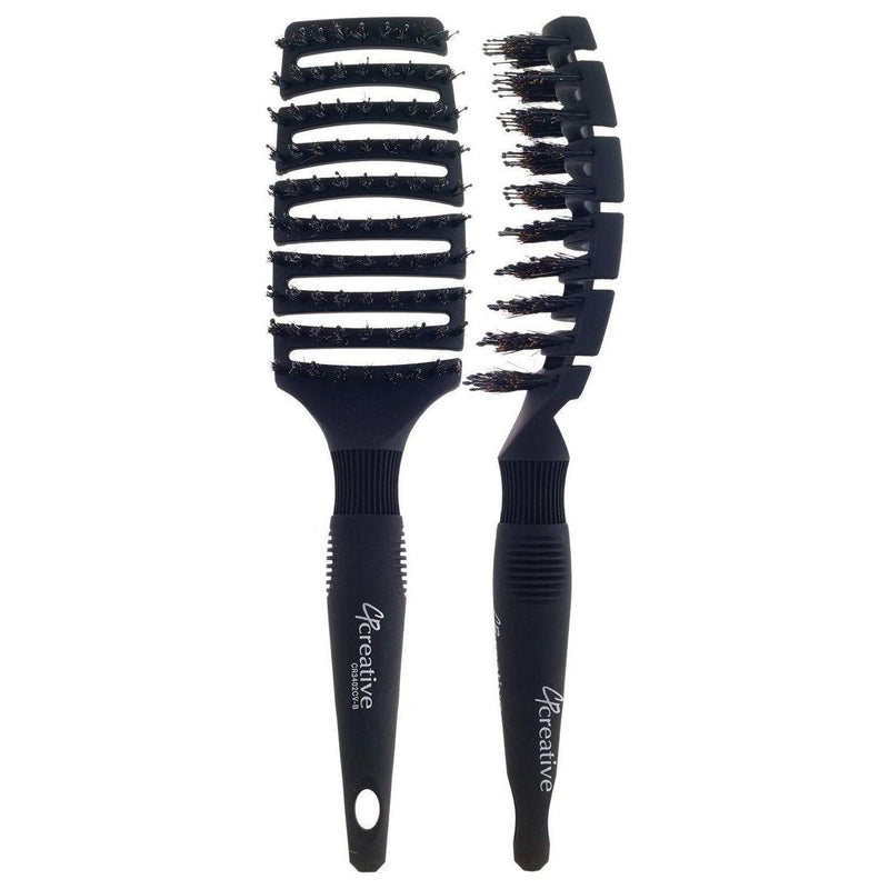 Creative Pro Hair Tools Flexvent | XL Mixed Bristle Hair Brush Hair Brush White Smoke Black