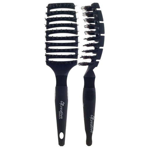 Creative Pro Hair Tools Flexvent | XL Mixed Bristle Hair Brush Hair Brush White Smoke Black