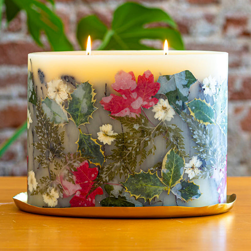 Rosy Rings Centerpiece Botanical Candle - Forest Oval Botanical Plate Dark Goldenrod