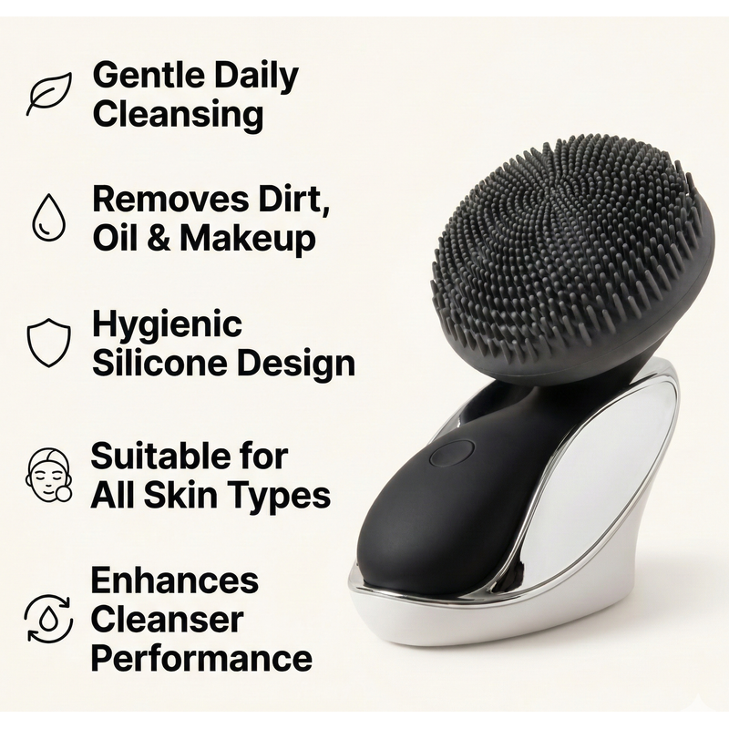 ZAQ Skin & Body Tara Sonic Facial Cleansing Brush Skin Care Seashell Black
