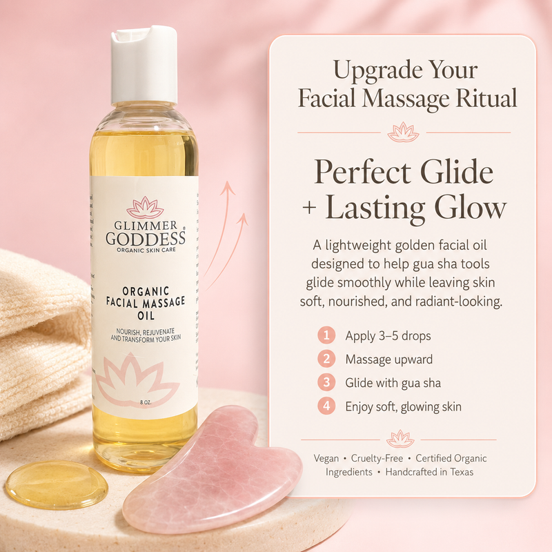 Glimmer Goddess® Organic Skin Care Organic Facial Massage Oil – Anti-Aging Treatment Moisturizers Misty Rose