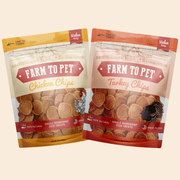 Farm To Pet Turkey & Chicken Chip Dog Treat Duo | Single-Ingredient Poultry Treats for Dogs Chip Antique White Value 12oz Bundle
