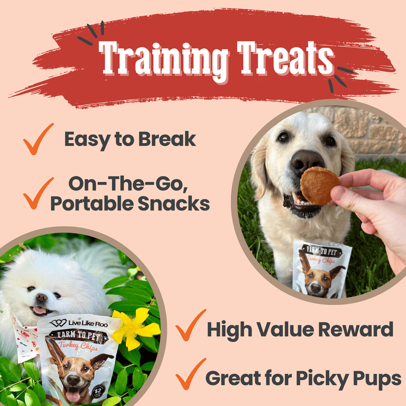 Farm To Pet Live Like Roo Turkey Chips for Dogs | Dog Treats That Give Back Chip Bisque Single Pack ($2 Donation),Six Pack ($15 Donation!)