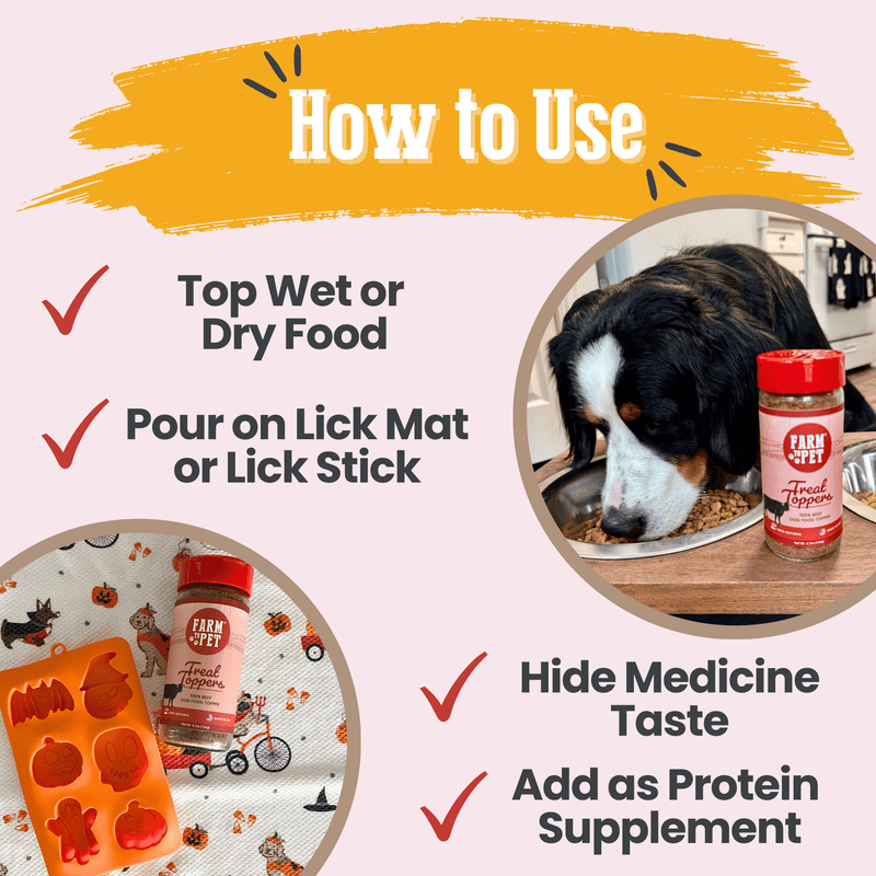 Farm To Pet Treat Topper Beef Dog Food Topper | Powdered Meal Topper for Pets Topper Misty Rose