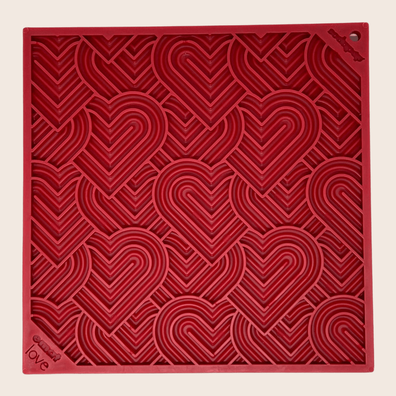 Farm To Pet Dog Lick Mats Lick Mat Brown Red Hearts