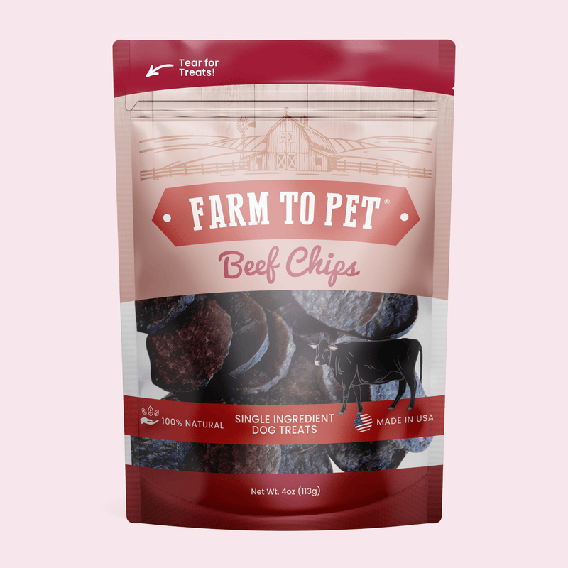 Farm To Pet Beef Chips Dog Treats | Single-Ingredient Healthy Treats for Dogs Chip Gray Standard 4oz