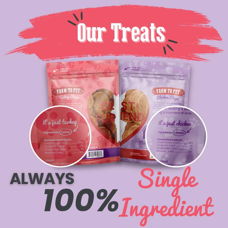 Farm To Pet Puppy Love Dog Treat Duo | Poultry Chip Variety Pack Chip Thistle Chicken & Turkey Duo,Chicken & Turkey Value 4-Pack