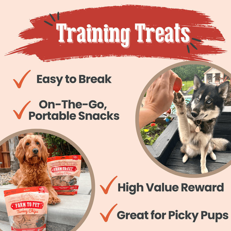 Farm To Pet Turkey Chips for Dogs | All-Natural Single-Ingredient Healthy Dog Treats Chip Antique White Standard 4oz,Value 12oz