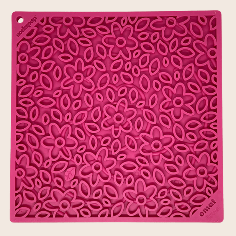 Farm To Pet Dog Lick Mats Lick Mat Maroon Pink Flower Power