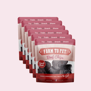 Farm To Pet Beef Chips Snack Pack Bundles | Dog Treats for Training & Travel Snack Pack Misty Rose 6 Pack