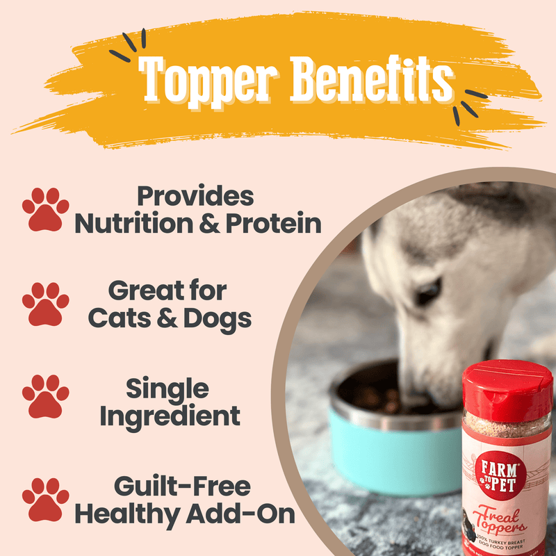 Farm To Pet Treat Topper Turkey Dog Food Topper | Healthy Meal Supplement for Dogs Topper Antique White