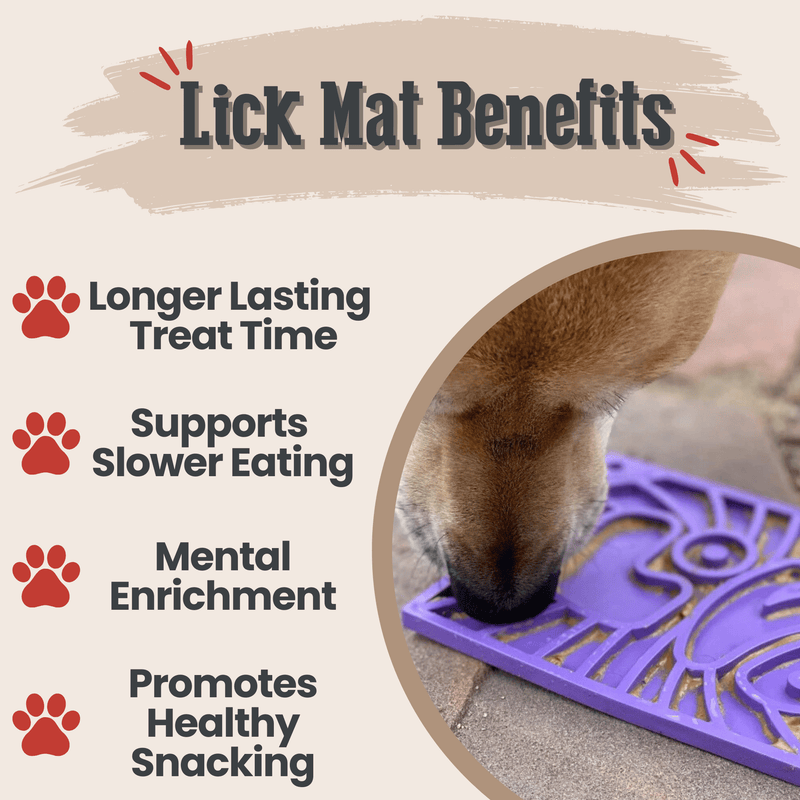 Farm To Pet Lick Mats for Cats and Small Dogs Lick Mat Misty Rose Maroon Fishbone,Pink Flower Power,Purple Groovy,Red Hearts
