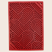 Farm To Pet Lick Mats for Cats and Small Dogs Lick Mat Brown Red Hearts