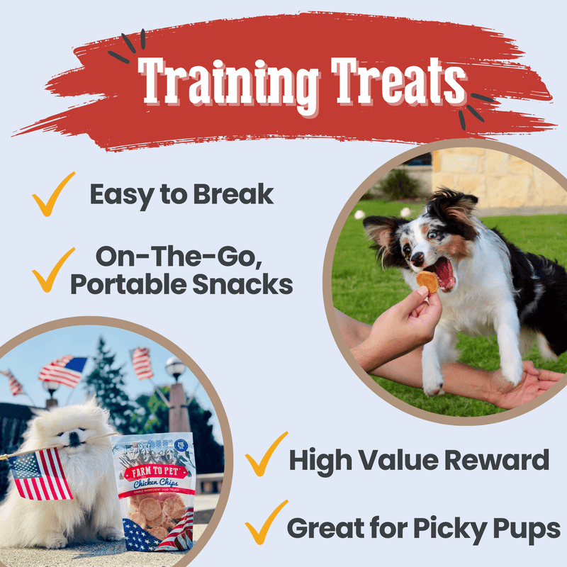 Farm To Pet Americana Chicken Chips for Dogs | Celebrate with USA-made Dog Treats Chip Lavender Standard 4oz,Value 12oz