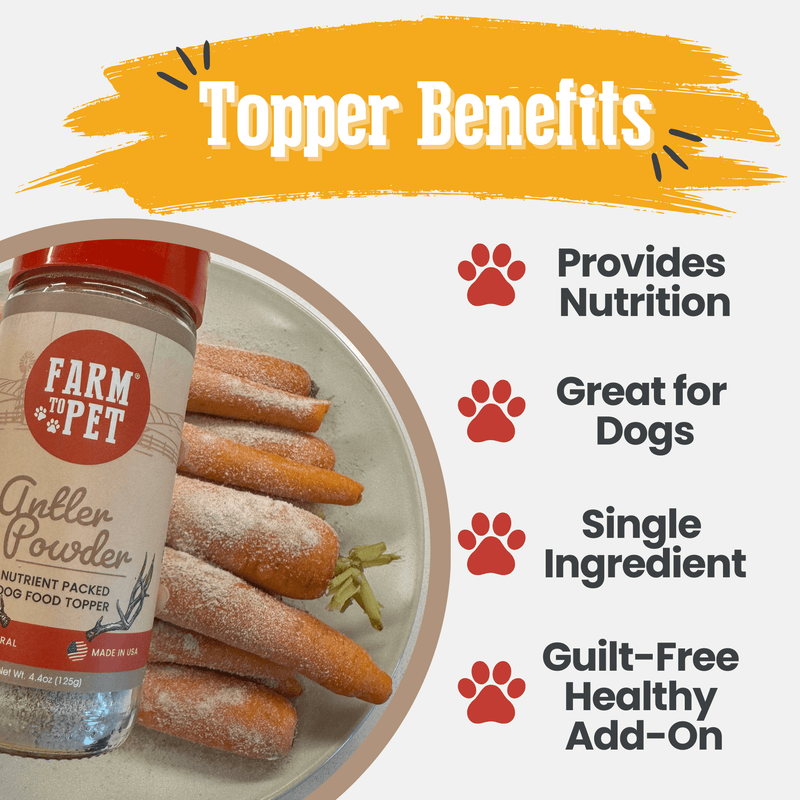 Farm To Pet Treat Topper Antler Powder Dog Food Topper | Nutritional Supplement for Dogs and Cats Topper White Smoke