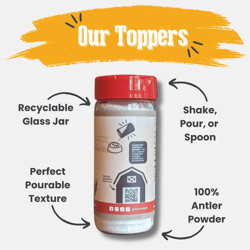 Farm To Pet Treat Topper Antler Powder Dog Food Topper | Nutritional Supplement for Dogs and Cats Topper White Smoke