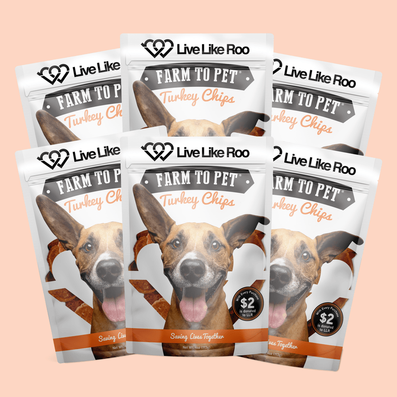 Farm To Pet Live Like Roo Turkey Chips for Dogs | Dog Treats That Give Back Chip Bisque Six Pack ($15 Donation!)