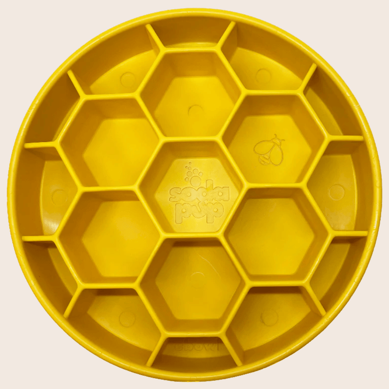 Farm To Pet Slow Feeder Dog Bowls Dog Bowl Misty Rose Yellow Honeycomb