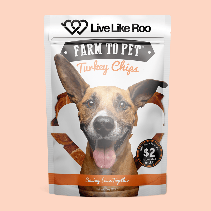 Farm To Pet Live Like Roo Turkey Chips for Dogs | Dog Treats That Give Back Chip White Smoke Single Pack ($2 Donation)
