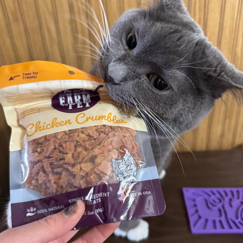 Farm To Pet Chicken Crumbles Cat Treats | Single-Ingredient Treats for Cats Crumble Dark Khaki