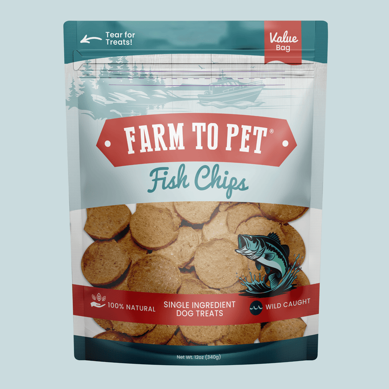 Farm To Pet Fish Chips for Dogs | Wild-Caught Fish Dog Treats Chip Light Gray Value 12oz