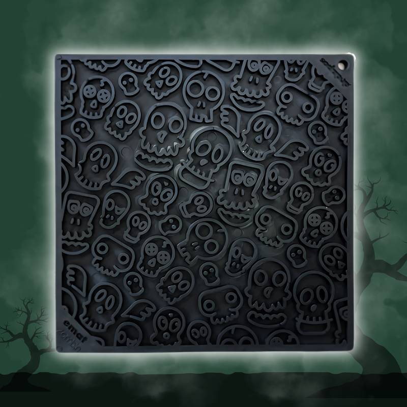 Farm To Pet Dog Lick Mats Lick Mat Dark Slate Gray Black Skulls