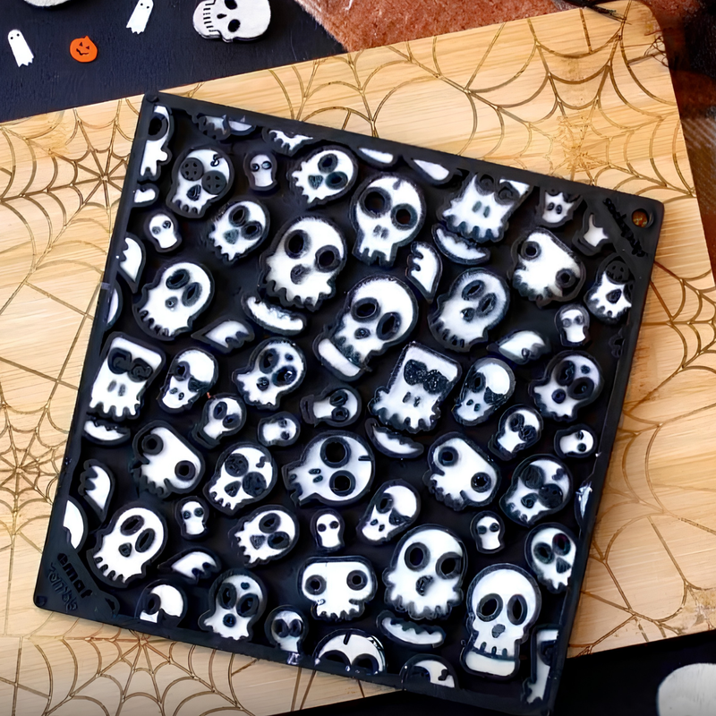 Farm To Pet Dog Lick Mats Lick Mat Black Black Skulls,Red Hearts,Pink Flower Power,Purple Dog Bone,Holiday Red Tree