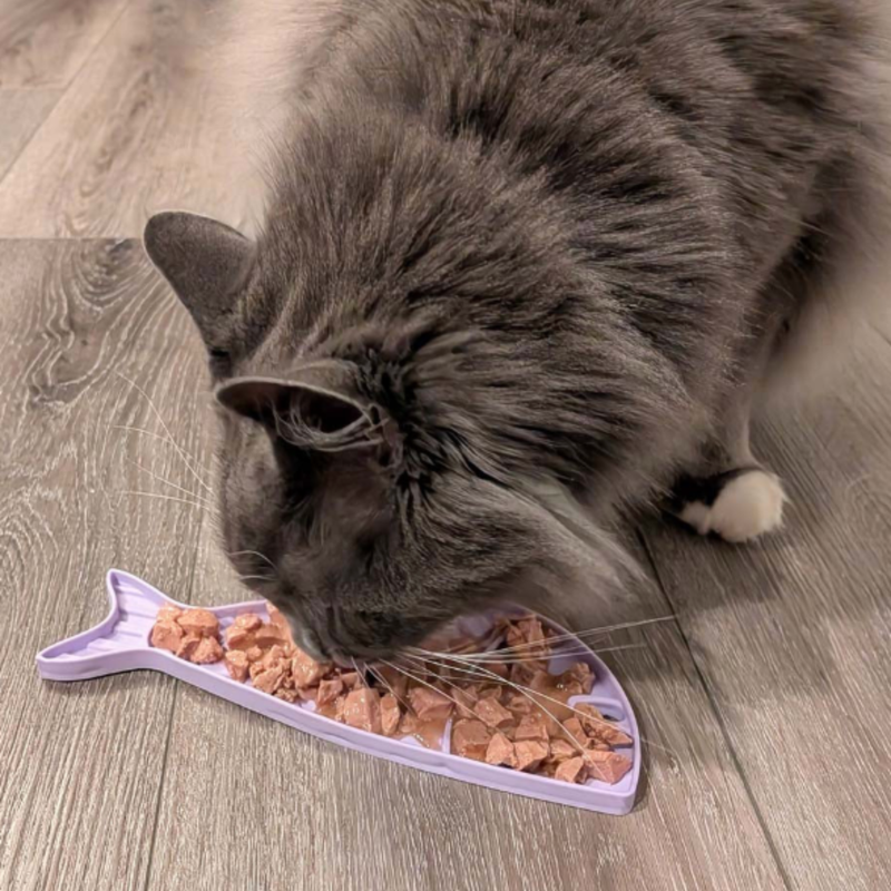Farm To Pet Lick Mats for Cats and Small Dogs Lick Mat Dark Gray Maroon Fishbone,Pink Flower Power,Purple Goldfish,Purple Groovy,Red Hearts