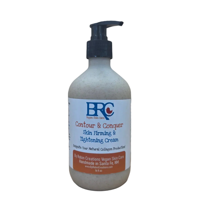 By Robin Creations Contour & Conquer Natural Skin Firming & Tightening Body Cream Lotion & Moisturizer White Smoke 16oz Biodegradable Wheat Straw Bottle